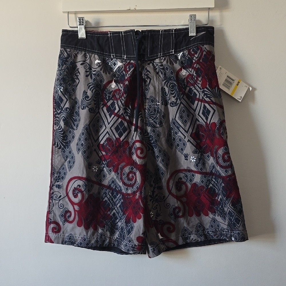 Speedo Men's Red and Gray Swim Board Shorts